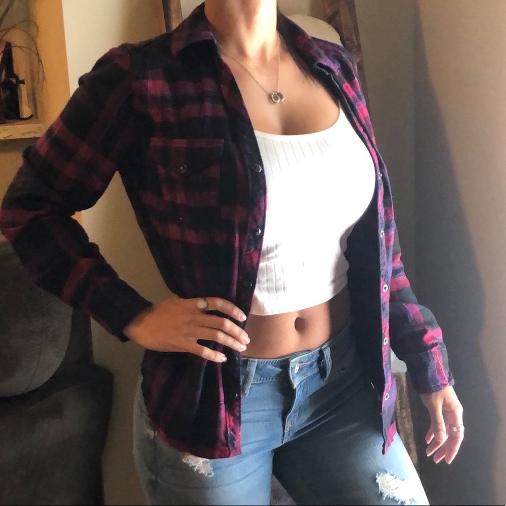 Pink and black Traditional Flannel button up